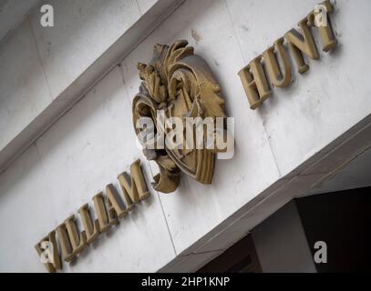 LONDON, UK - MAY 06, 2019:  Sign above William Hunt Tailor shop in Saville Row Stock Photo