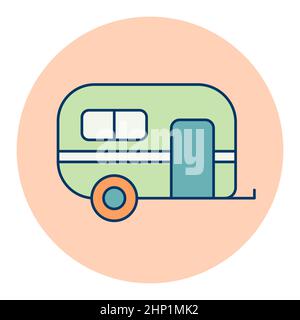 Caravan trailer vector isolated icon. Camping sign. Graph symbol for travel and tourism web site and apps design, logo, app, UI Stock Photo