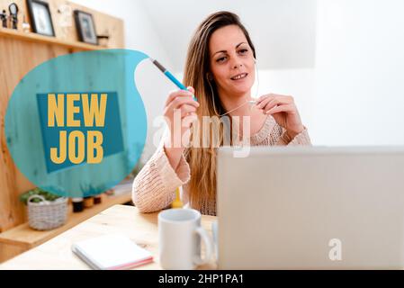 Text caption presenting New Job, Internet Concept able to get regular work in order to earn money and support life Abstract Watching Online Movies, Vi Stock Photo
