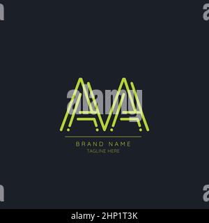 Minimal Initial Alphabet letter Logo icon AA Stock Vector