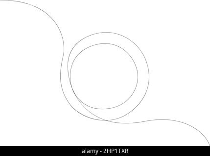 Template for round contour emblem. One continuous line drawing. Thin linear icon, isolated on white background. Black hand drawn vector illustration w Stock Vector