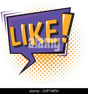 Like mesage frame in pop art style with halftone shadow effect isolated on white background Stock Vector