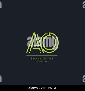 Minimal Initial Alphabet letter Logo icon AO Stock Vector