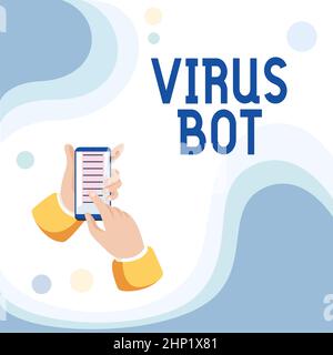Hand writing sign Virus Bot, Business concept malicious selfpropagating malware designed to infect a host Abstract Spreading Message Online, Global Co Stock Photo