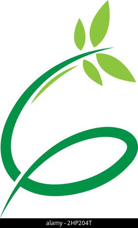 Vines template design, shrubs forming letter G Stock Vector