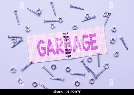 Handwriting text Garbage. Conceptual photo waste material or unwanted ...