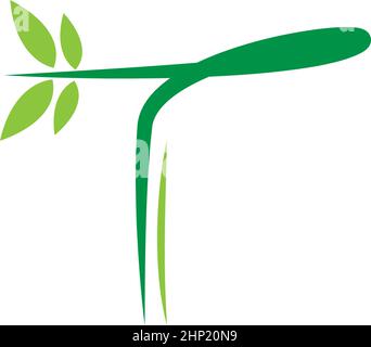 Vines template design, shrubs forming letter T Stock Vector