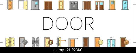 Interior Doors Types Collection Icons Set Vector . Stock Vector