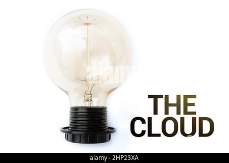 Inspiration showing sign The Cloud, Word Written on Programs used in Storing Accessing data over the internet Abstract Discovering New Solutions, Thin Stock Photo