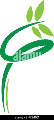 Vines template design, shrubs forming letter F Stock Vector