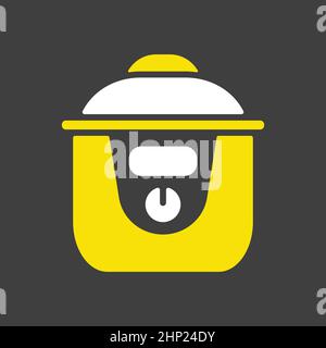 Slow cooking crock pot vector icon Stock Vector