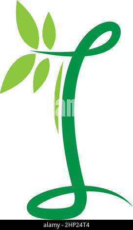 Vines template design, shrubs forming letter I Stock Vector