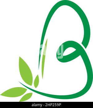 Vines template design, shrubs forming letter B Stock Vector