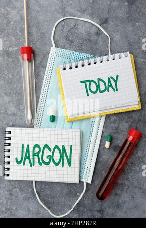 Text showing inspiration Jargon, Business showcase special words or expressions that are used by a particular profession Writing Prescription Medicine Stock Photo