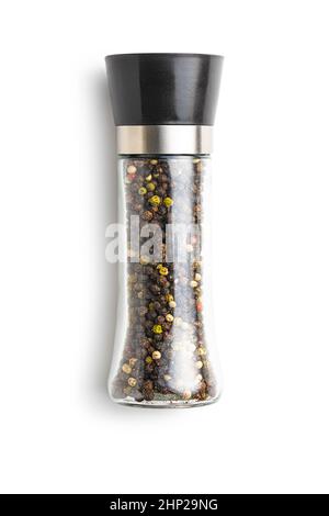 Pepper mill. Pepper shaker isolated on white background. Stock Photo