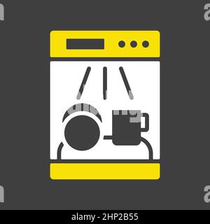 Dishwasher vector icon. Electric kitchen appliance Stock Vector