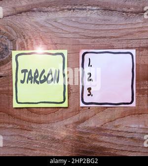 Handwriting text Jargon, Business showcase special words or expressions that are used by a particular profession Setting New Ideas Creating Fresh Thou Stock Photo