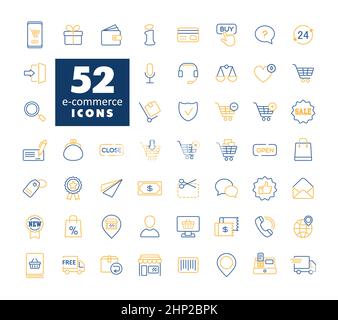 E-commerce set vector icons shopping and online Stock Vector