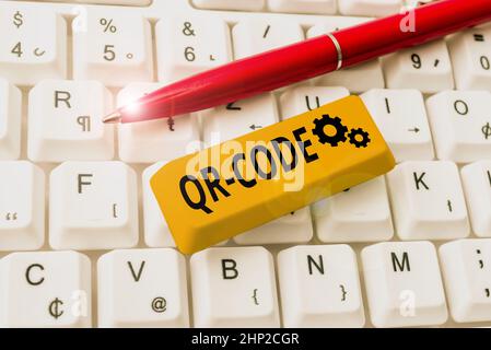 Writing displaying text Qr Code. Word for the trademark for a type of ...