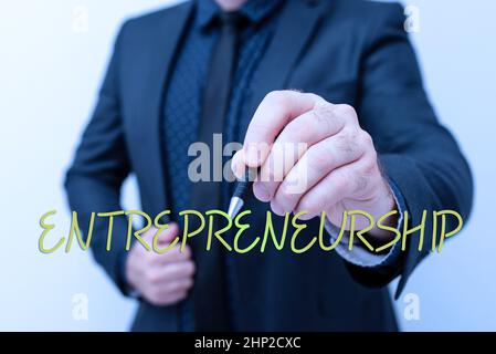 Writing Running Hand Business Script Hand writing sign Entrepreneurship, Internet Concept Process of ...