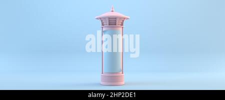 Advertising pillar vintage style 3D rendering illustration isolated on blue background Stock Photo