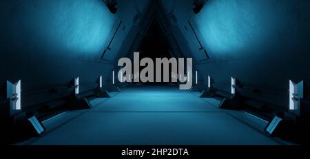 Modern Digital Simulation Corridor Tunnel Space Age Turquoise Colors Background Alien Scene Concept Art For Web Banners Or Headers 3D Illustration Stock Photo