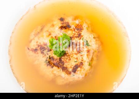 austrian cheese dumpling in broth Stock Photo
