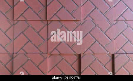 Architectural masonry with 3d render of square cutouts. Fashionable style of construction with rough brick blocks and layers of hardened mortar. Urban Stock Photo