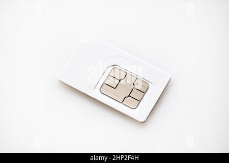 sim phone cards isolated on white background Stock Photo