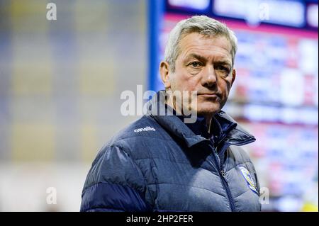 Warrington, England - 17 February 2022 - Warrington Wolves Head Coach Daryl Powell during the Rugby League Betfred Super League Round 2 Warrington Wolves vs Castleford Tigers at Halliwell Jones Stadium, Warrington, UK  Dean Williams Stock Photo