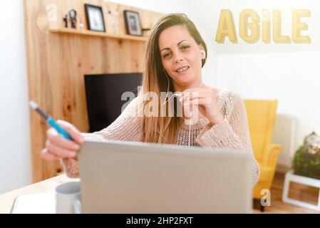 Text caption presenting Agile, Conceptual photo particular approach to project management that is utilized in software Abstract Watching Online Movies Stock Photo