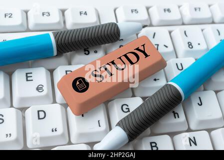 Conceptual display Study, Business idea devotion of time and attention to gaining knowledge of an academic Researching Software Development Solutions, Stock Photo