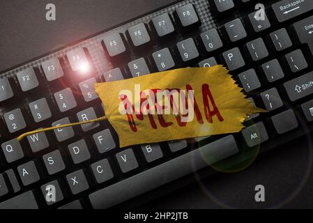 Handwriting text Media, Business showcase the main means of mass communicationthat are regarded collectively Typing New Edition Of Informational Ebook Stock Photo