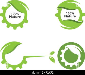 gear leaf 100% nature  vector icon illustration design Stock Vector