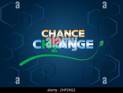 Chance to Change - transition to green Hydrogen energy. The modern graphics visualize the necessary transition to Green energy by using Hydrogen. Stock Vector