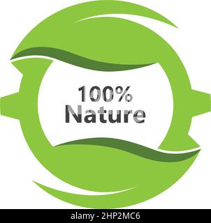 gear leaf 100% nature  vector icon illustration design Stock Vector