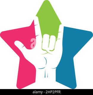metal hand gesture icon vector illustration design template Stock Vector