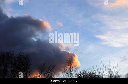 Stunning dark cloud formations right before a thunderstorm. Stock Photo