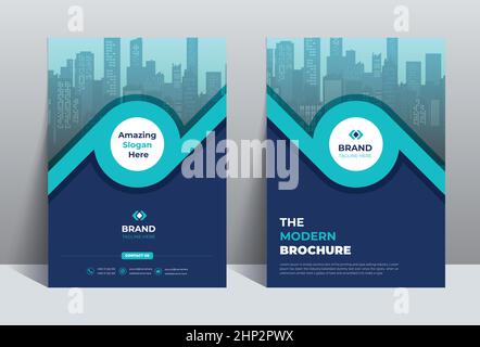 Modern Blue Green Brochure Catalog Cover Design Template Stock Vector