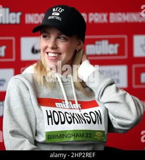 Keely Hodgkinson during a press conference ahead of the Muller Indoor