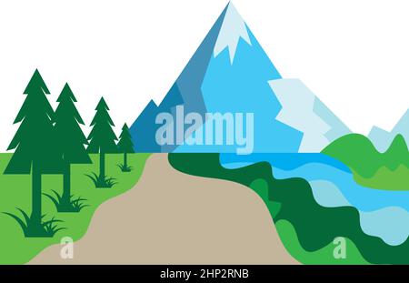 landscape mountain river vector illustration design template Stock Vector