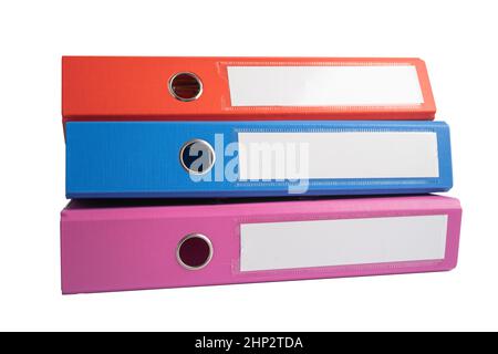 Messy File Folders Stacked Isolated on White Background Stock Photo - Alamy