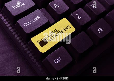 Hand writing sign Global Networking, Word for Communication network which spans the entire Earth WAN Abstract Creating Online Transcription Jobs, Typi Stock Photo