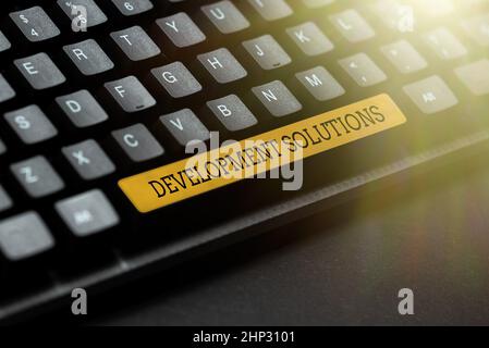 Text caption presenting Development Solutions, Business idea Efficient Planning based on the Company needs Typing Cooking Instructions And Ingredient Stock Photo