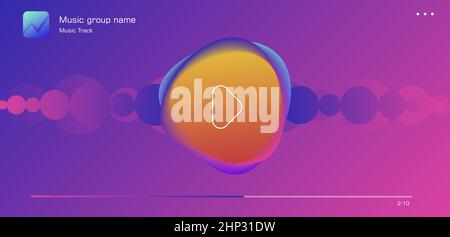 Music streaming mobile app design. Generic and fictional user interface with abstract song album cover in pink colors Stock Vector