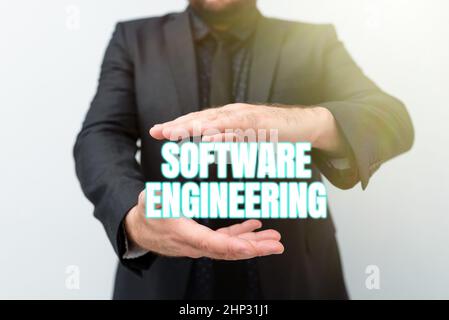 Sign displaying Software Engineering, Business showcase Program Development in Systematic Quantifiable approach Presenting New Plans And Ideas Demonst Stock Photo