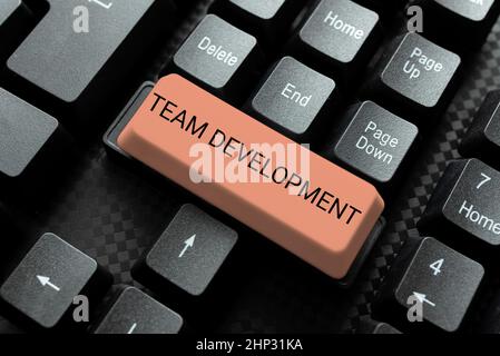 Conceptual display Team Development, Word for learn why and how small groups change over time with graphs Developing New Antivirus Program Codes, Orga Stock Photo
