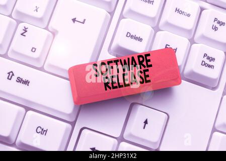 Text caption presenting Software Release, Business concept sum of stages of development and maturity for program Connecting With Online Friends, Makin Stock Photo