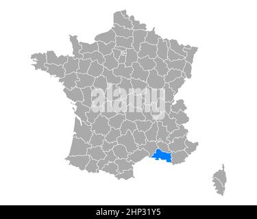 Map of Bouches-du-Rhone in France Stock Photo