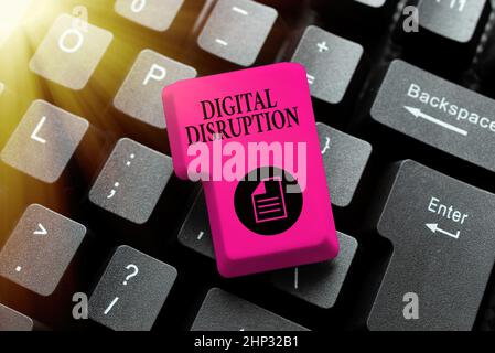 Text showing inspiration Digital Disruption, Business overview Changes that affect technology markets Product makeover Abstract Giving Story Writing T Stock Photo